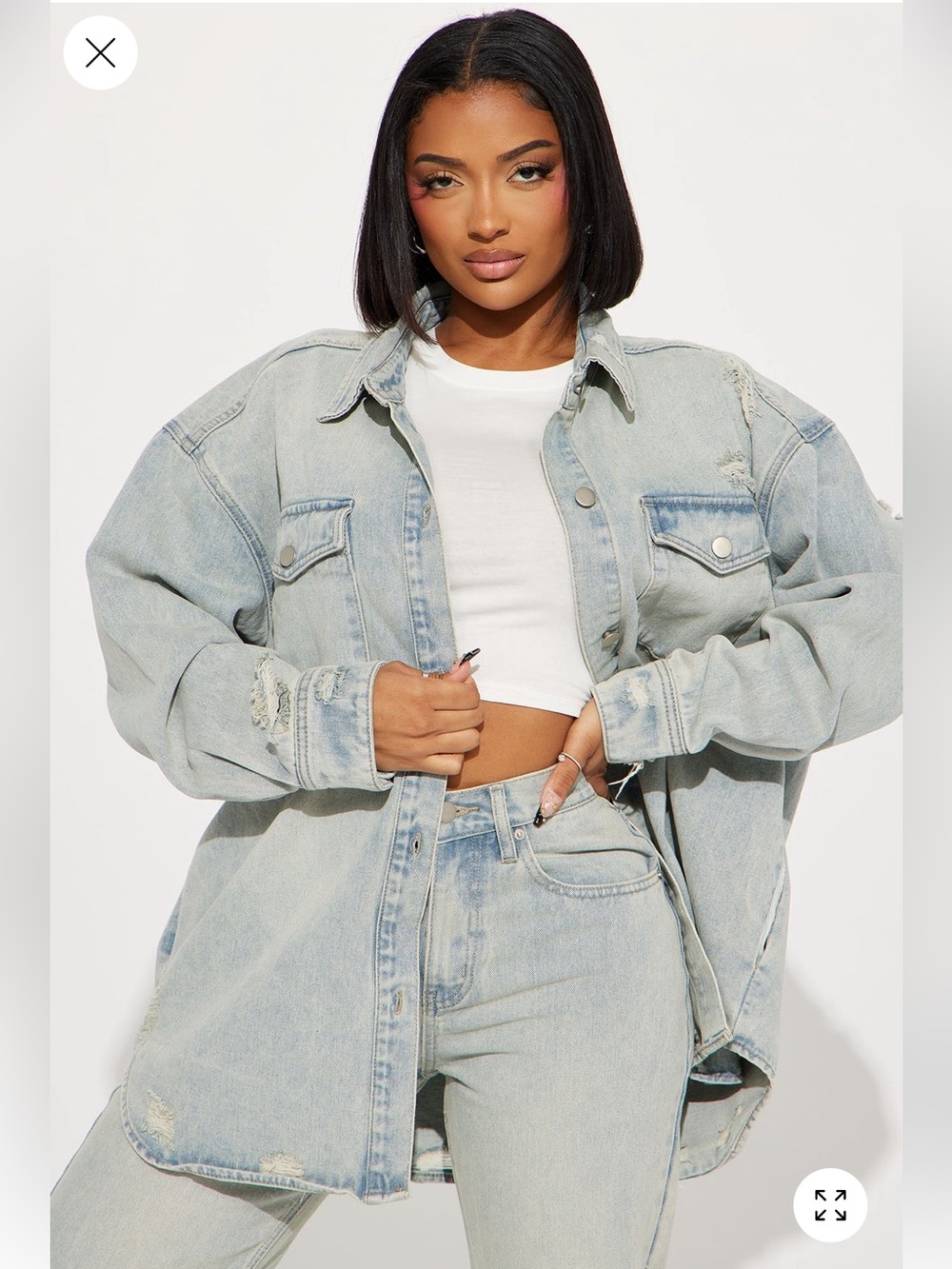 Fashion Nova Light Wash Oversized Jean Jacket